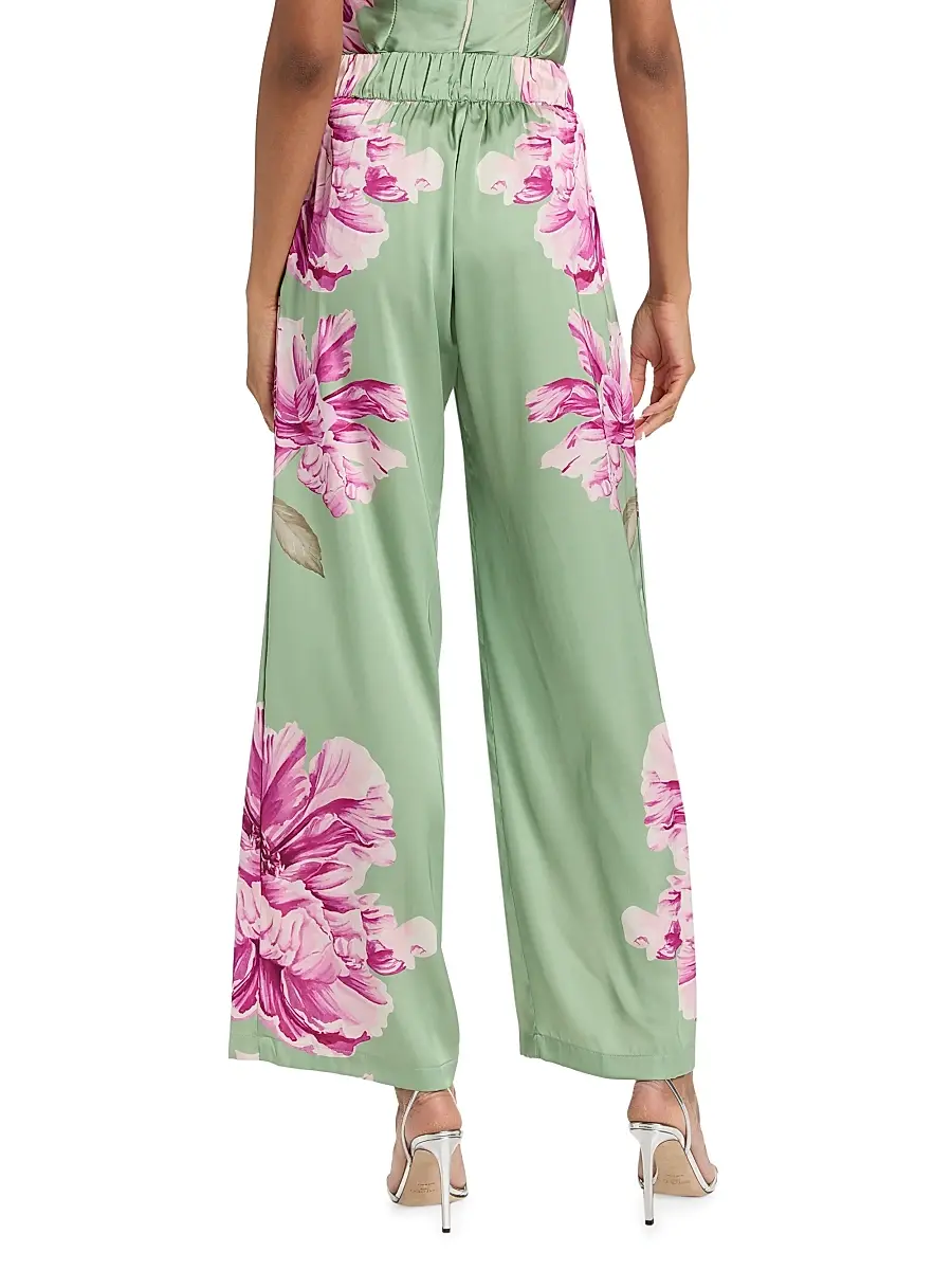Misa Los Angeles Women's Izzie Floral Satin High-Rise Wide-Leg Pants | Thumbnail 5 Misa Los Angeles Women's Izzie Floral Satin High-Rise Wide-Leg Pants | Thumbnail 5