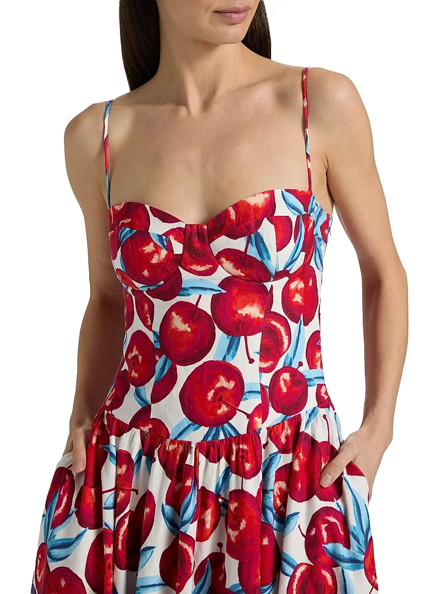 Farm Rio Women's Printed Linen-Blend A-Line Midi-Dress | Thumbnail 6