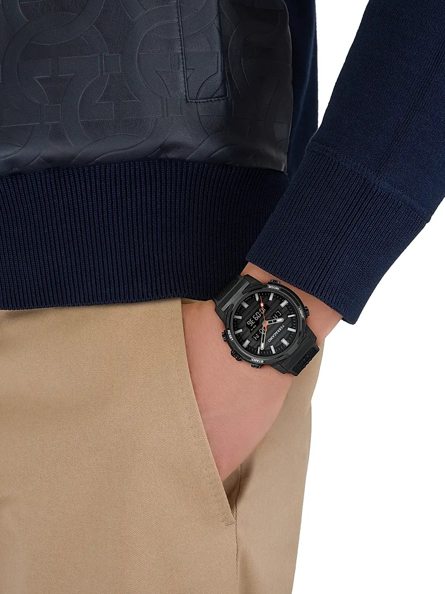 FERRAGAMO Men's Ren IP Gunmetal Stainless Steel & Silicone Strap Watch/43MM - Black With Titanium | Thumbnail 2 FERRAGAMO Men's Ren IP Gunmetal Stainless Steel & Silicone Strap Watch/43MM - Black With Titanium | Thumbnail 2
