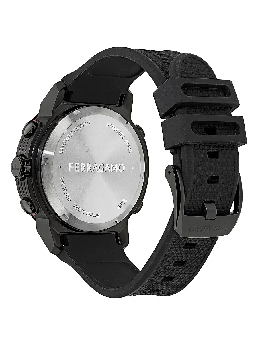 FERRAGAMO Men's Ren IP Gunmetal Stainless Steel & Silicone Strap Watch/43MM - Black With Titanium | Thumbnail 4 FERRAGAMO Men's Ren IP Gunmetal Stainless Steel & Silicone Strap Watch/43MM - Black With Titanium | Thumbnail 4