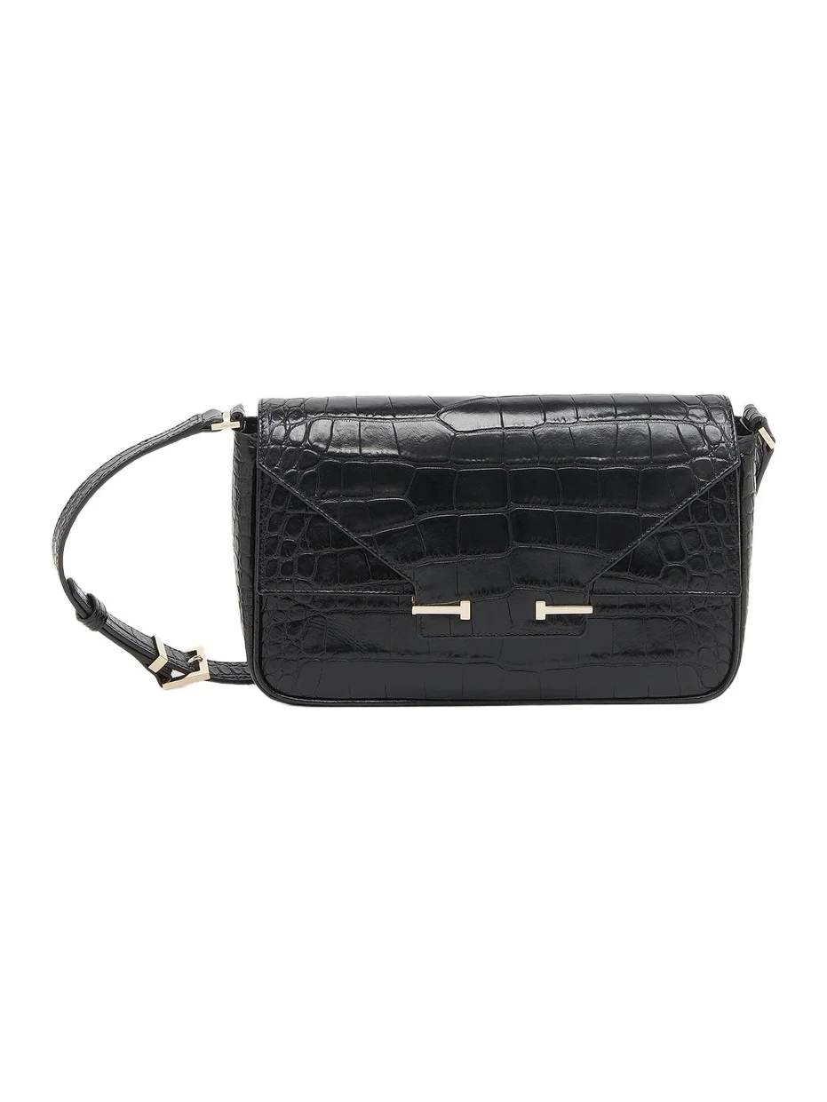 Women's Small Croc-Embossed Leather Shoulder Bag