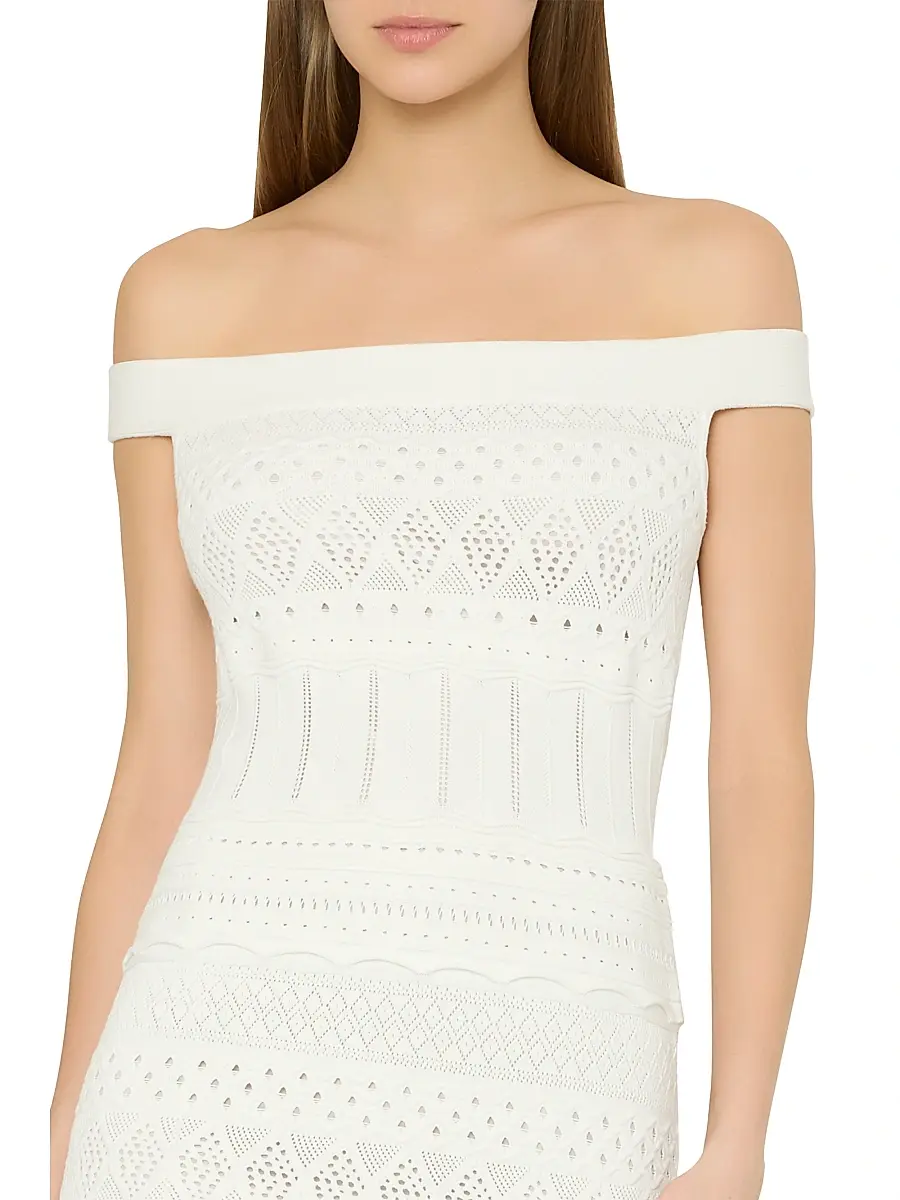 Milly Women's Maven Ruffle Eyelet Midi-Dress - Ecru | Thumbnail 5 Milly Women's Maven Ruffle Eyelet Midi-Dress - Ecru | Thumbnail 5