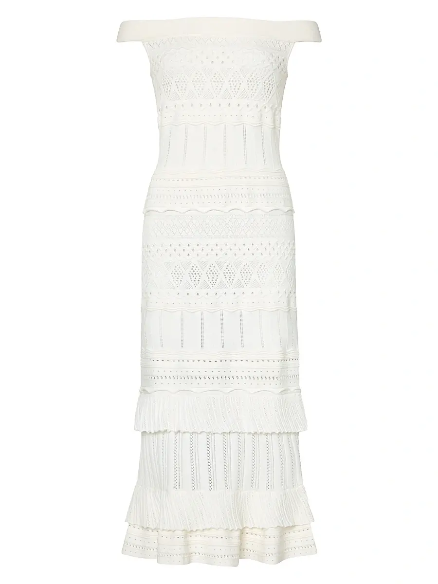 Women's Maven Ruffle Eyelet Midi-Dress - Ecru Women's Maven Ruffle Eyelet Midi-Dress - Ecru