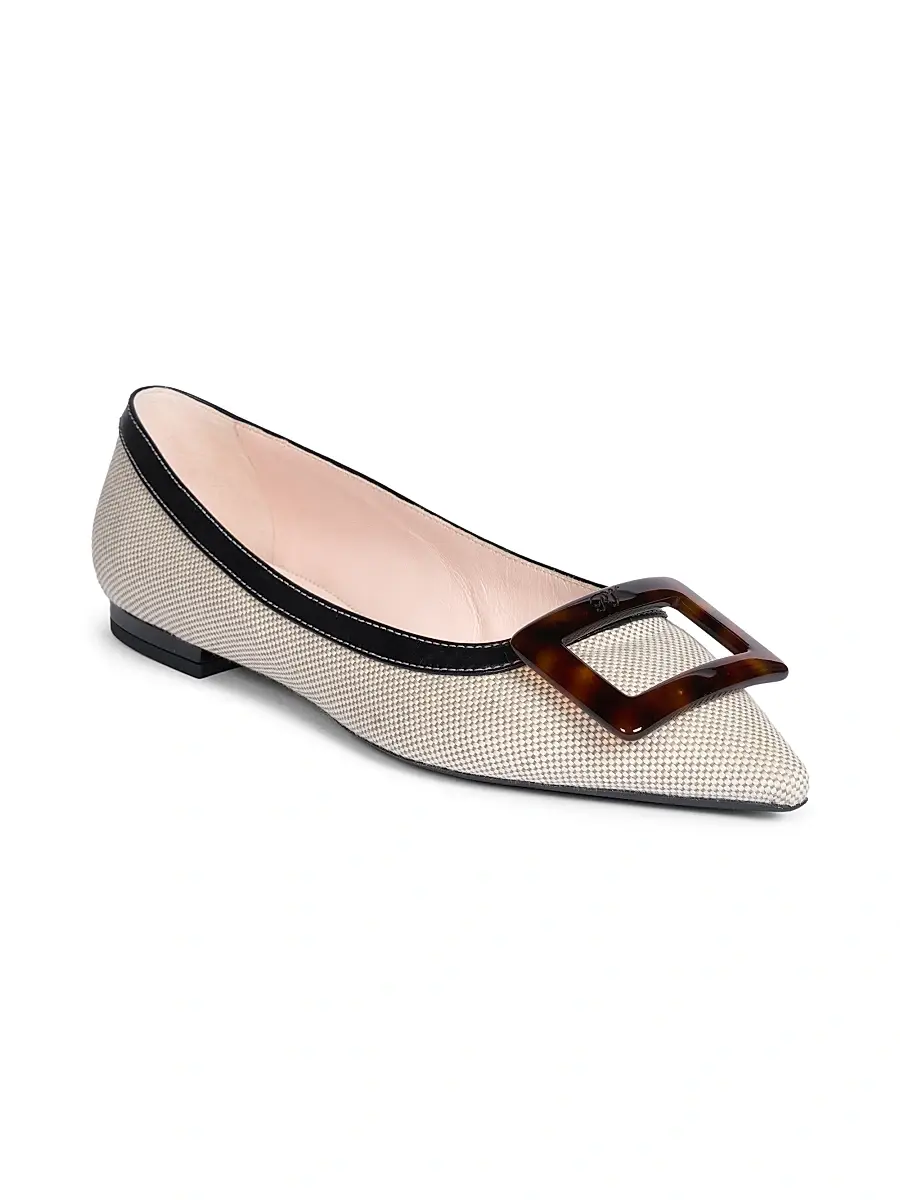 Roger Vivier Women's Gommettine Cotton-Leather Ballerina Flats | Thumbnail 2 Roger Vivier Women's Gommettine Cotton-Leather Ballerina Flats | Thumbnail 2