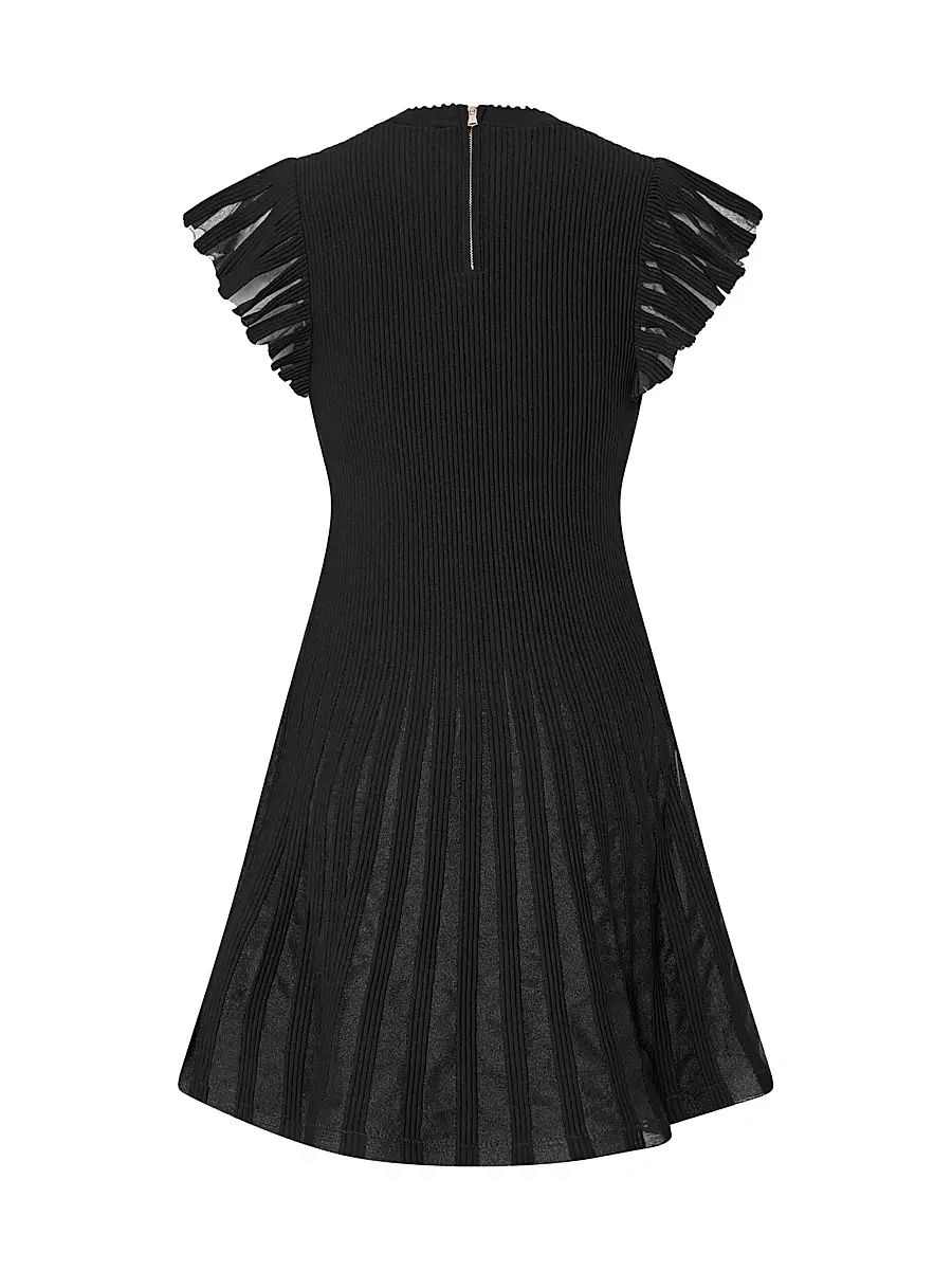 Milly Women's Sheer Flutter-Sleeve Minidress - Black | Thumbnail 3 Milly Women's Sheer Flutter-Sleeve Minidress - Black | Thumbnail 3