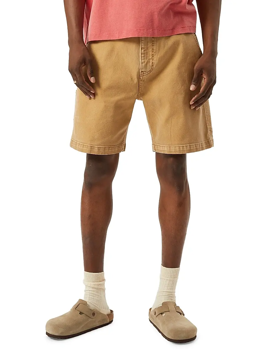 Corridor Men's Denim Painter Shorts - Gold | Image 1 Corridor Men's Denim Painter Shorts - Gold | Image 1