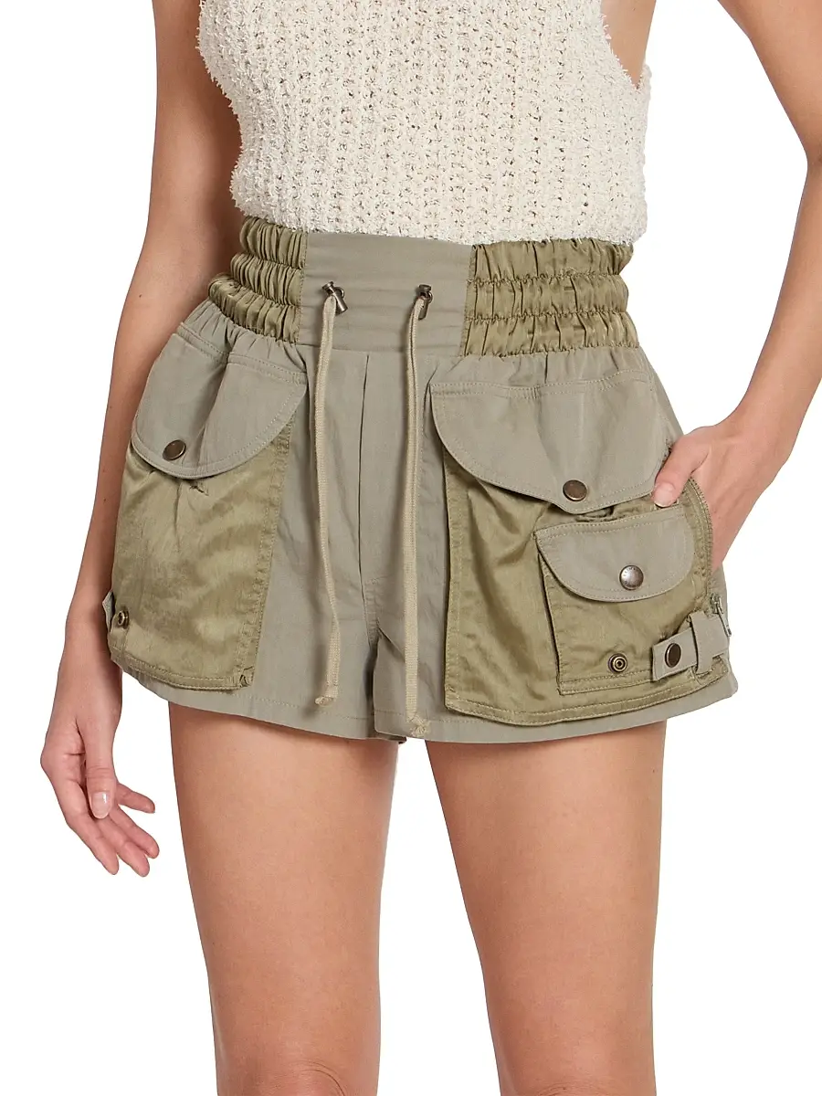 Balmain Women's Twill Cotton Cargo Shorts - Vert Pale | Thumbnail 3 Balmain Women's Twill Cotton Cargo Shorts - Vert Pale | Thumbnail 3