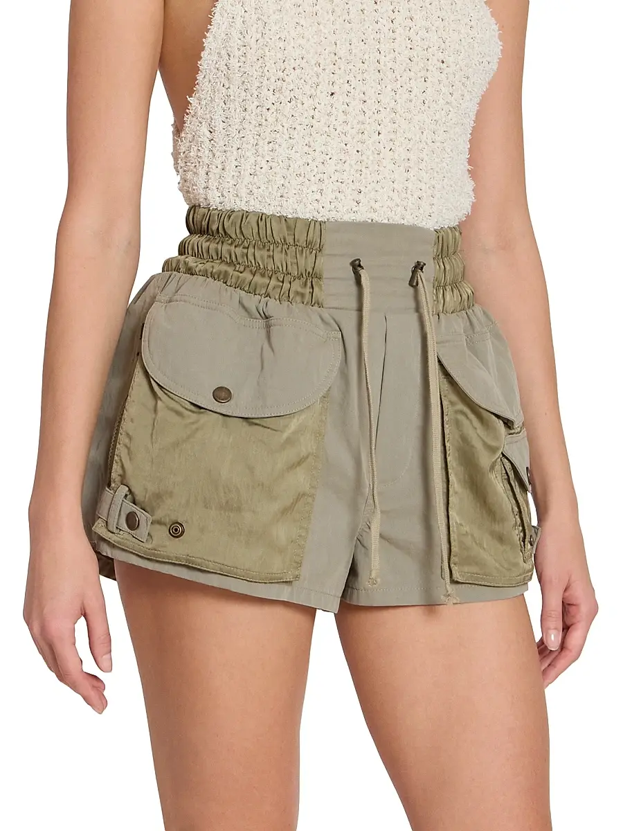 Balmain Women's Twill Cotton Cargo Shorts - Vert Pale | Thumbnail 4 Balmain Women's Twill Cotton Cargo Shorts - Vert Pale | Thumbnail 4