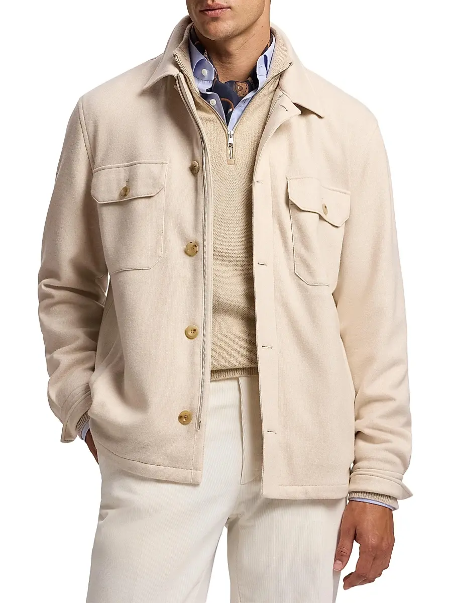 Ralph Lauren Purple Label Men's Felton Cashmere-Blend Shirt Jacket - Champagne Cream | Thumbnail 2