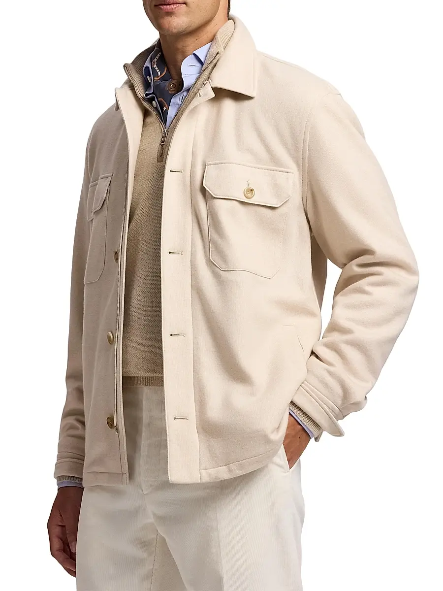 Ralph Lauren Purple Label Men's Felton Cashmere-Blend Shirt Jacket - Champagne Cream | Thumbnail 3