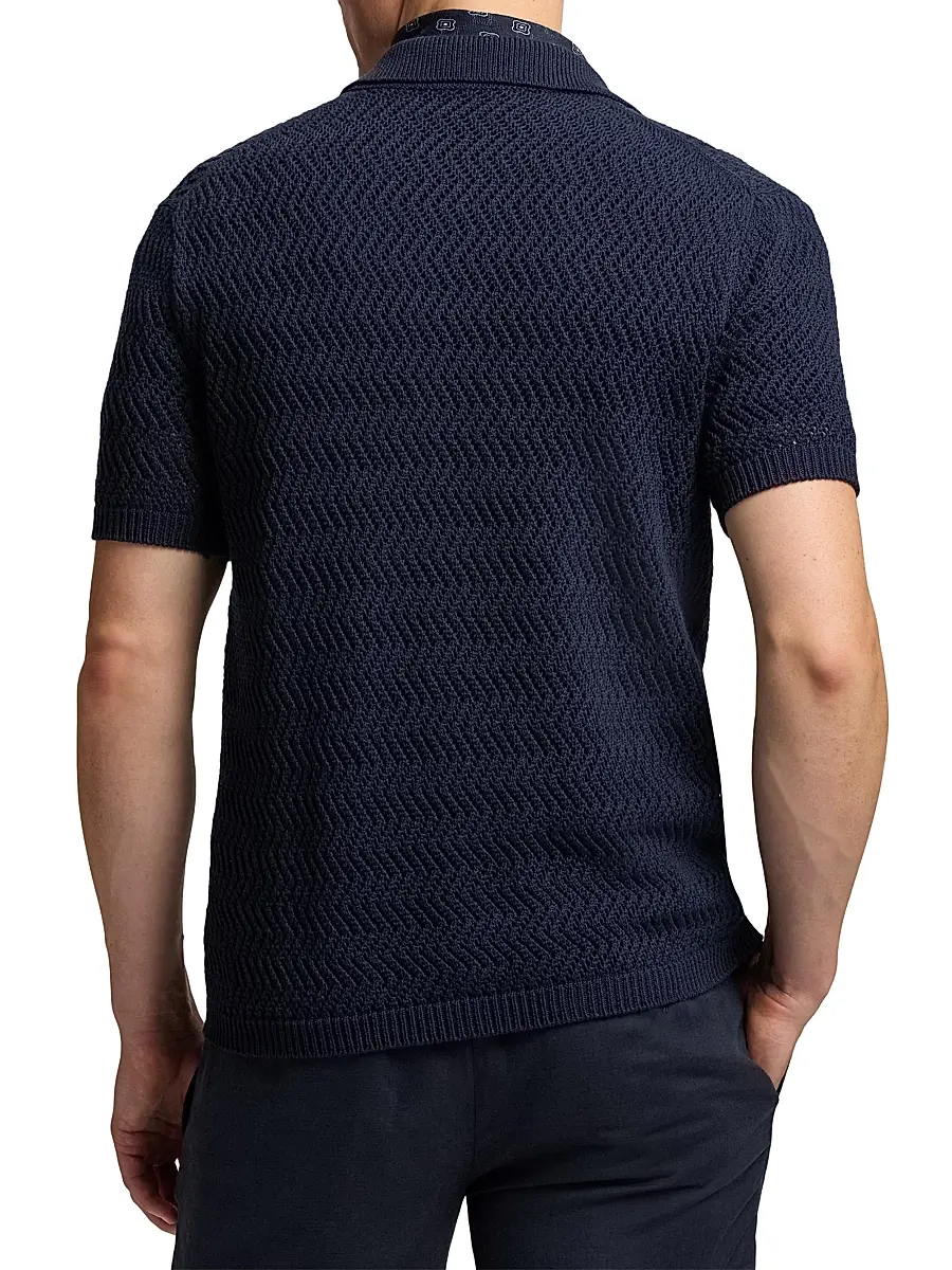 Ralph Lauren Purple Label Men's Textured Cotton Short-Sleeve Cardigan | Thumbnail 5 Ralph Lauren Purple Label Men's Textured Cotton Short-Sleeve Cardigan | Thumbnail 5