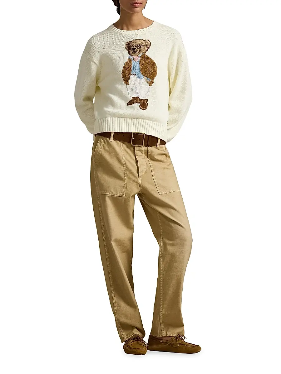 Polo Ralph Lauren Women's Traveler Bear Cotton Sweater | Thumbnail 2 Polo Ralph Lauren Women's Traveler Bear Cotton Sweater | Thumbnail 2