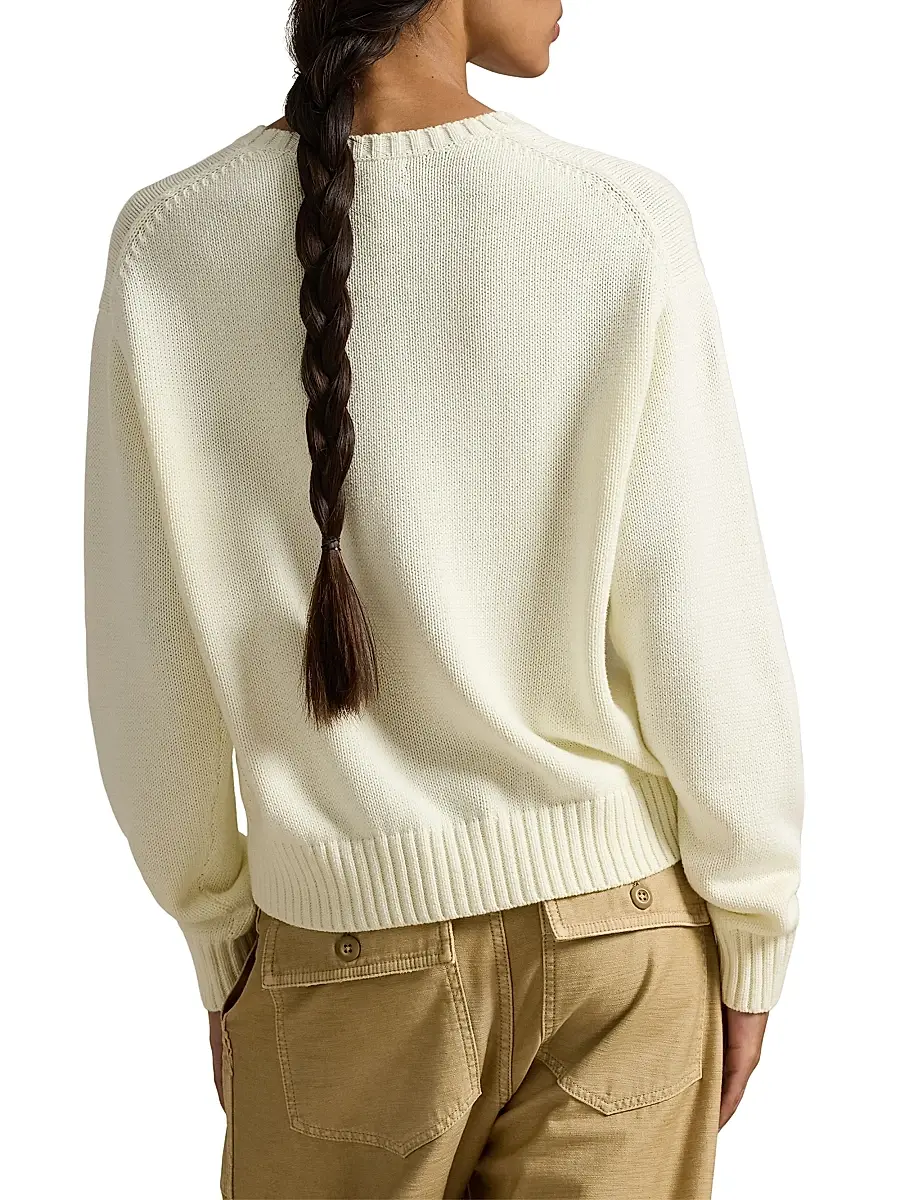 Polo Ralph Lauren Women's Traveler Bear Cotton Sweater | Thumbnail 4 Polo Ralph Lauren Women's Traveler Bear Cotton Sweater | Thumbnail 4
