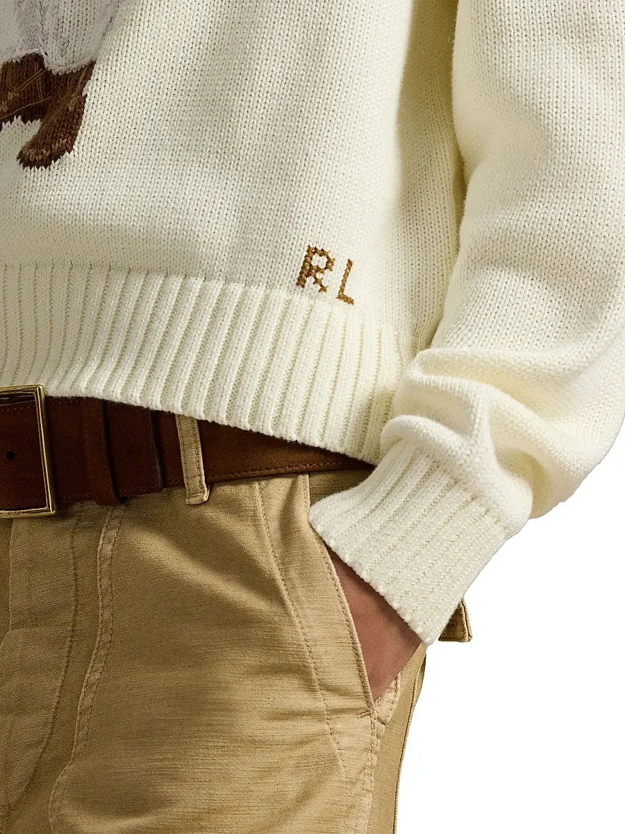 Polo Ralph Lauren Women's Traveler Bear Cotton Sweater | Thumbnail 5 Polo Ralph Lauren Women's Traveler Bear Cotton Sweater | Thumbnail 5