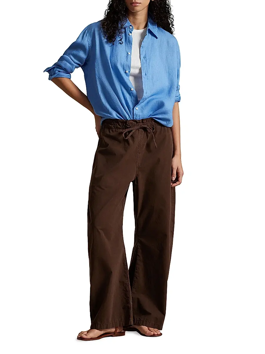 Polo Ralph Lauren Women's Solid Linen Button-Front Shirt - Blue | Thumbnail 2 Polo Ralph Lauren Women's Solid Linen Button-Front Shirt - Blue | Thumbnail 2