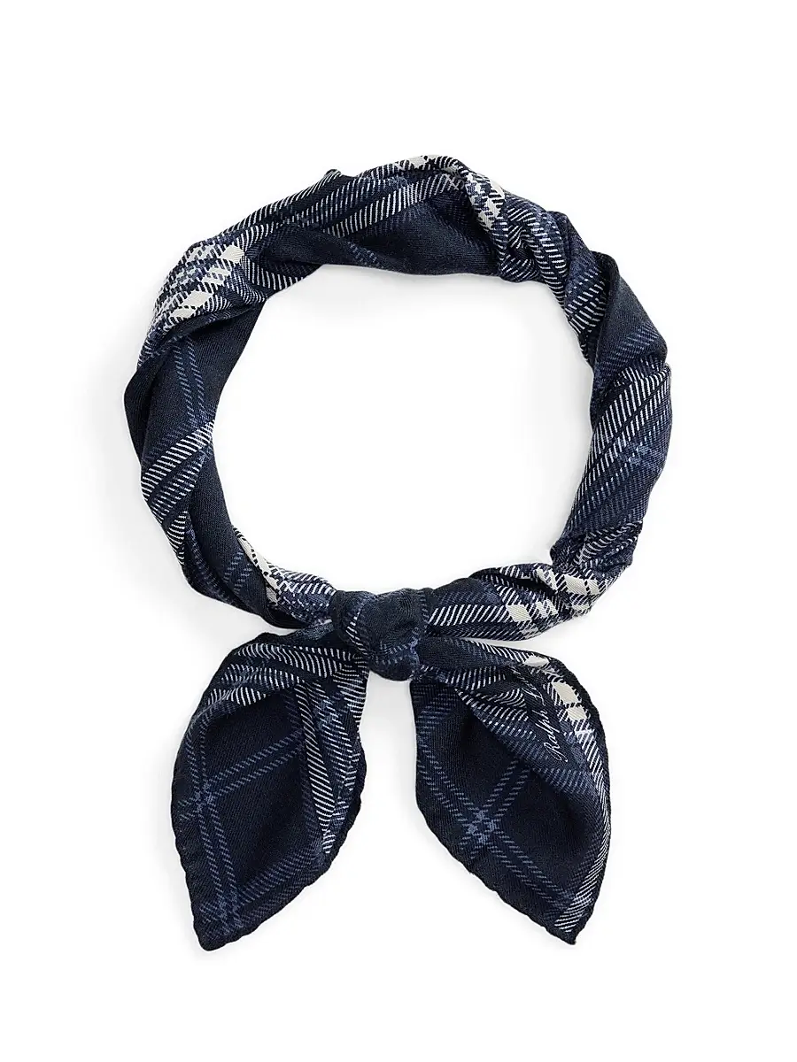 Ralph Lauren Purple Label Men's Tonal Plaid Cashmere-Silk Neckerchief - Navy | Thumbnail 4 Ralph Lauren Purple Label Men's Tonal Plaid Cashmere-Silk Neckerchief - Navy | Thumbnail 4