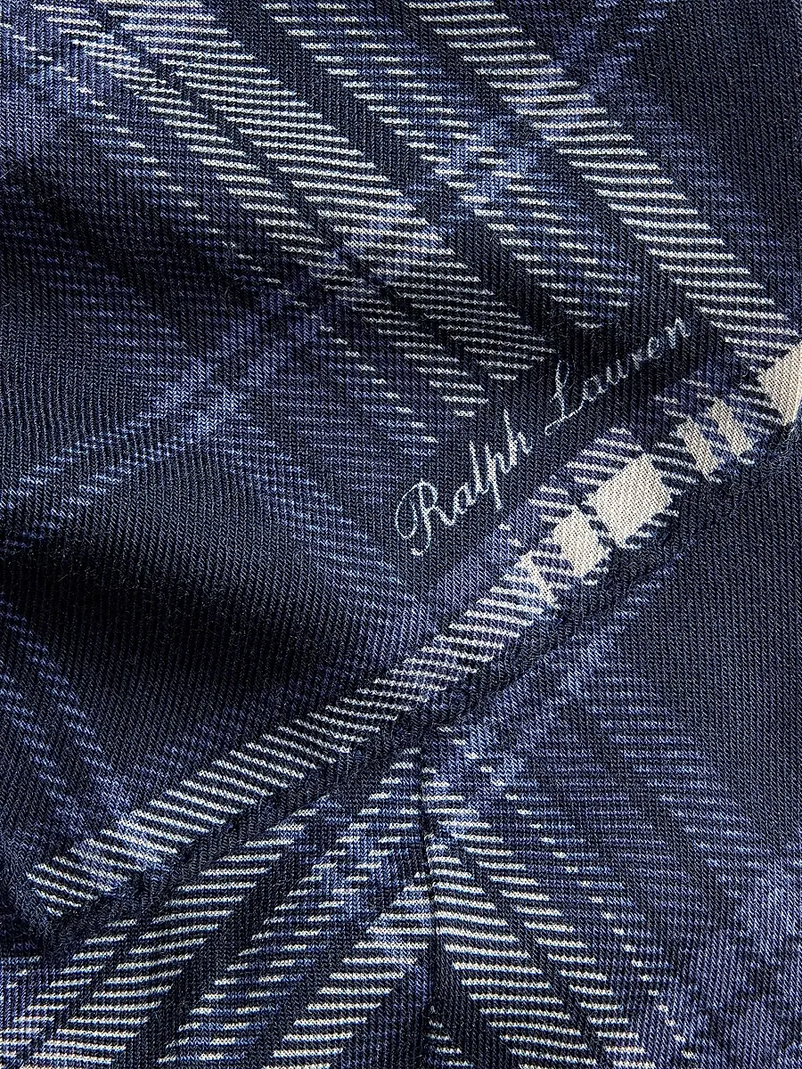Ralph Lauren Purple Label Men's Tonal Plaid Cashmere-Silk Neckerchief - Navy | Thumbnail 5 Ralph Lauren Purple Label Men's Tonal Plaid Cashmere-Silk Neckerchief - Navy | Thumbnail 5