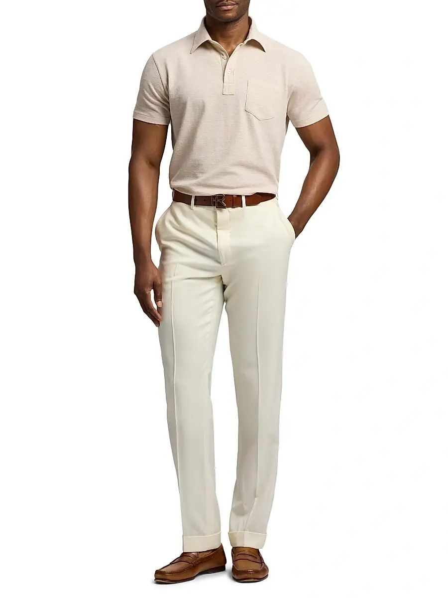 Ralph Lauren Purple Label Men's Cotton-Cashmere Piqué Polo Shirt | Thumbnail 2 Ralph Lauren Purple Label Men's Cotton-Cashmere Piqué Polo Shirt | Thumbnail 2