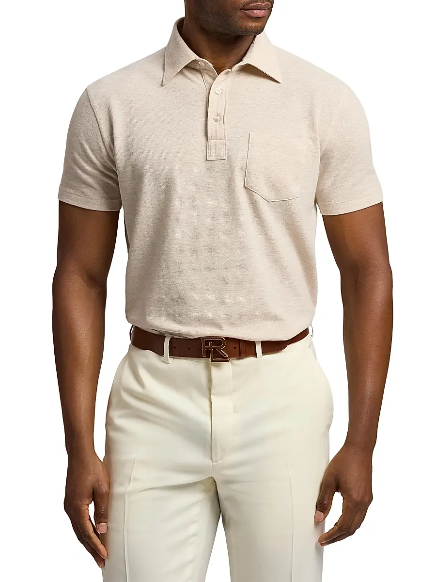 Ralph Lauren Purple Label Men's Cotton-Cashmere Piqué Polo Shirt | Thumbnail 3 Ralph Lauren Purple Label Men's Cotton-Cashmere Piqué Polo Shirt | Thumbnail 3