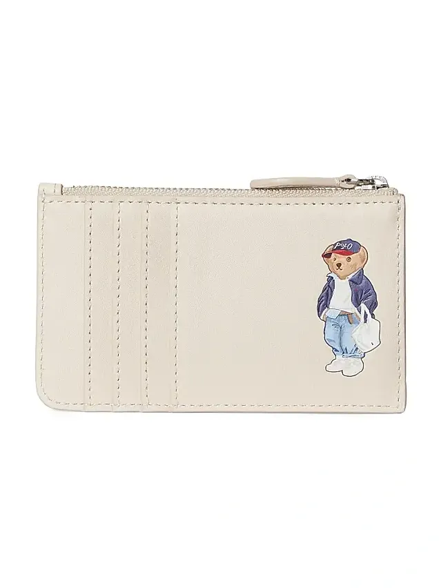 Women's Spring Bear Leather Zip Card Case