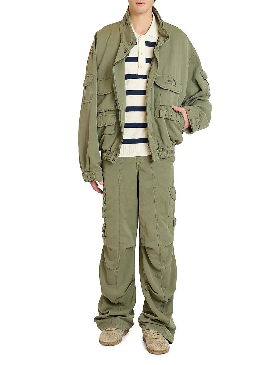 Balmain Men's Cotton Cargo Pants - Vert | Thumbnail 2