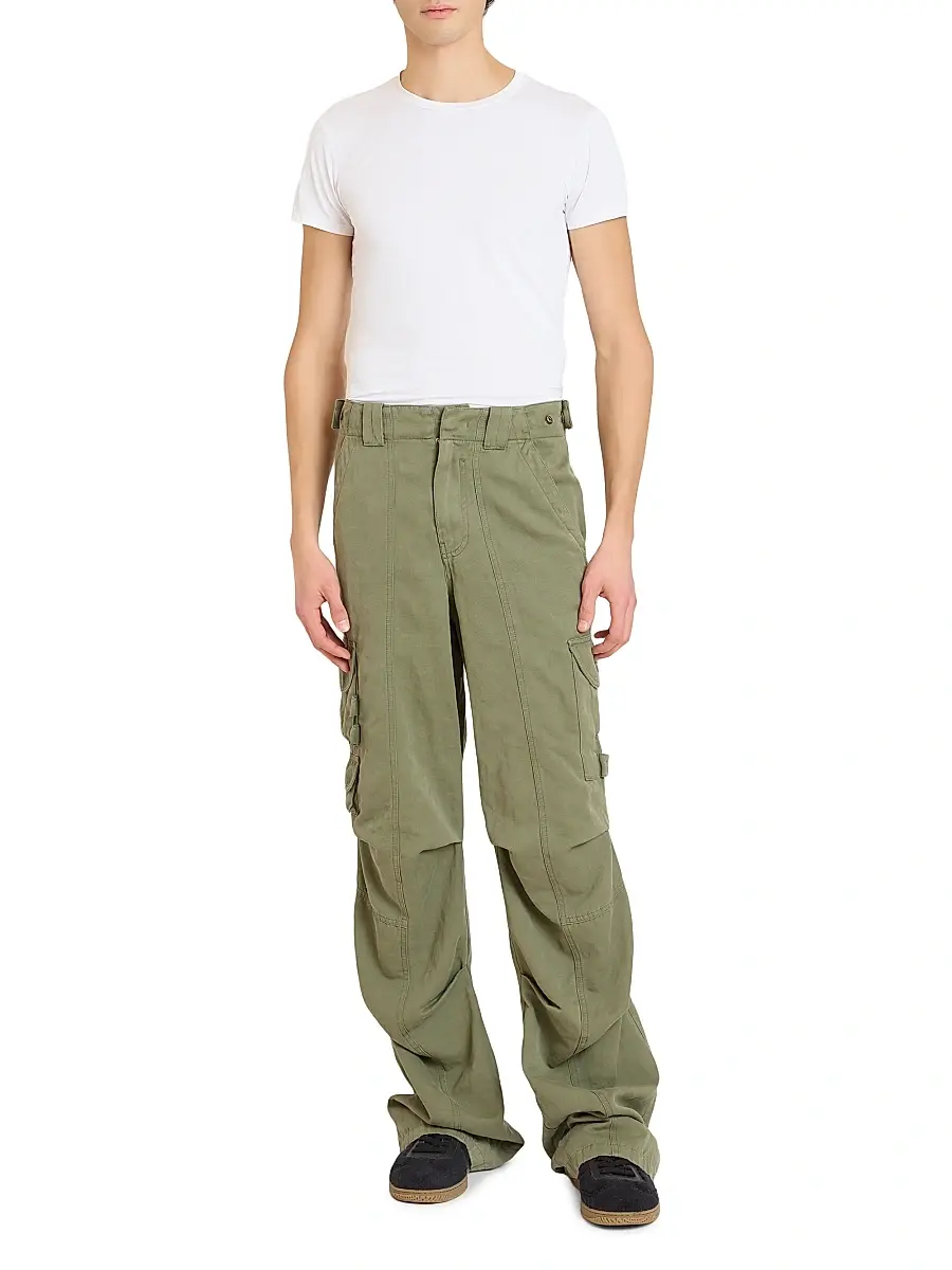 Balmain Men's Cotton Cargo Pants - Vert | Thumbnail 3