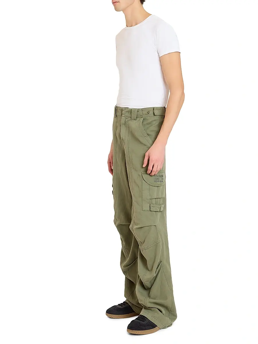 Balmain Men's Cotton Cargo Pants - Vert | Thumbnail 4