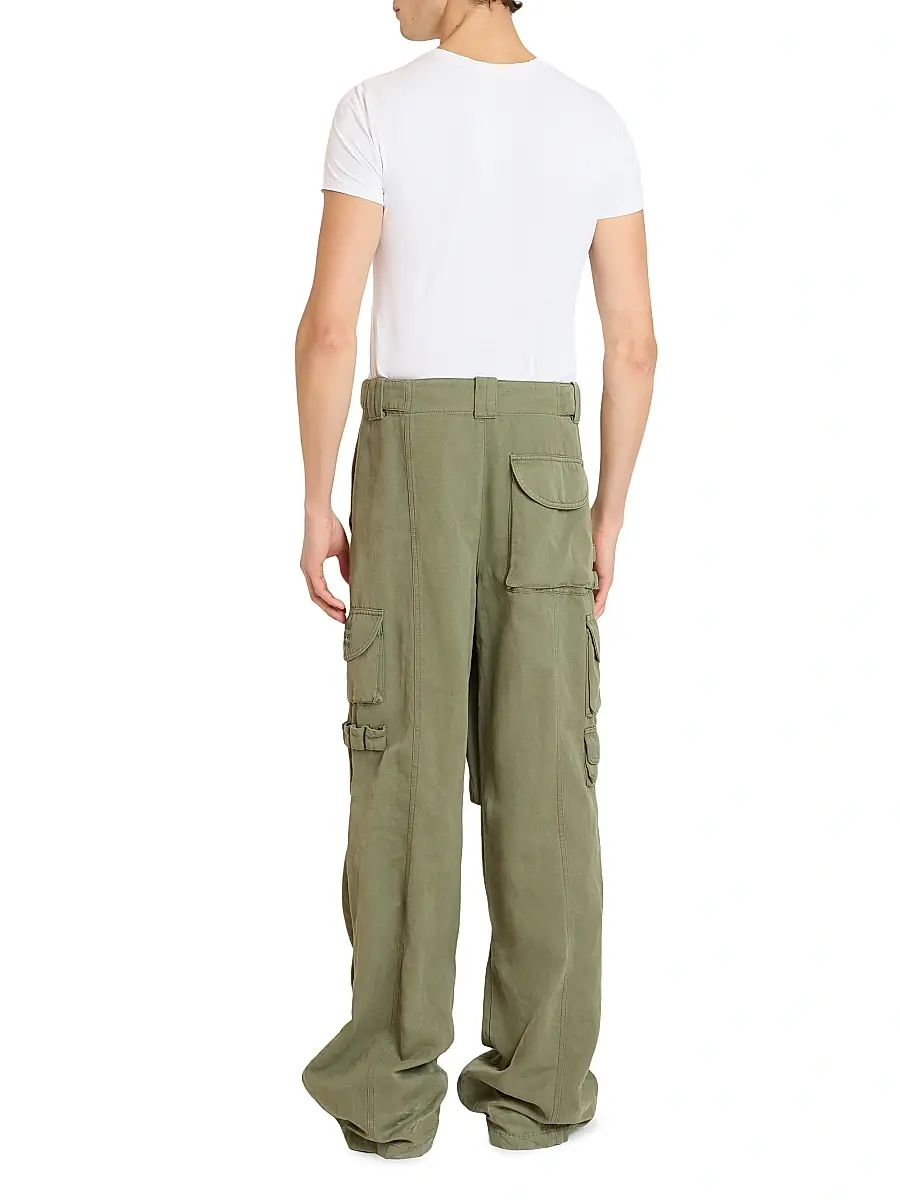 Balmain Men's Cotton Cargo Pants - Vert | Thumbnail 5
