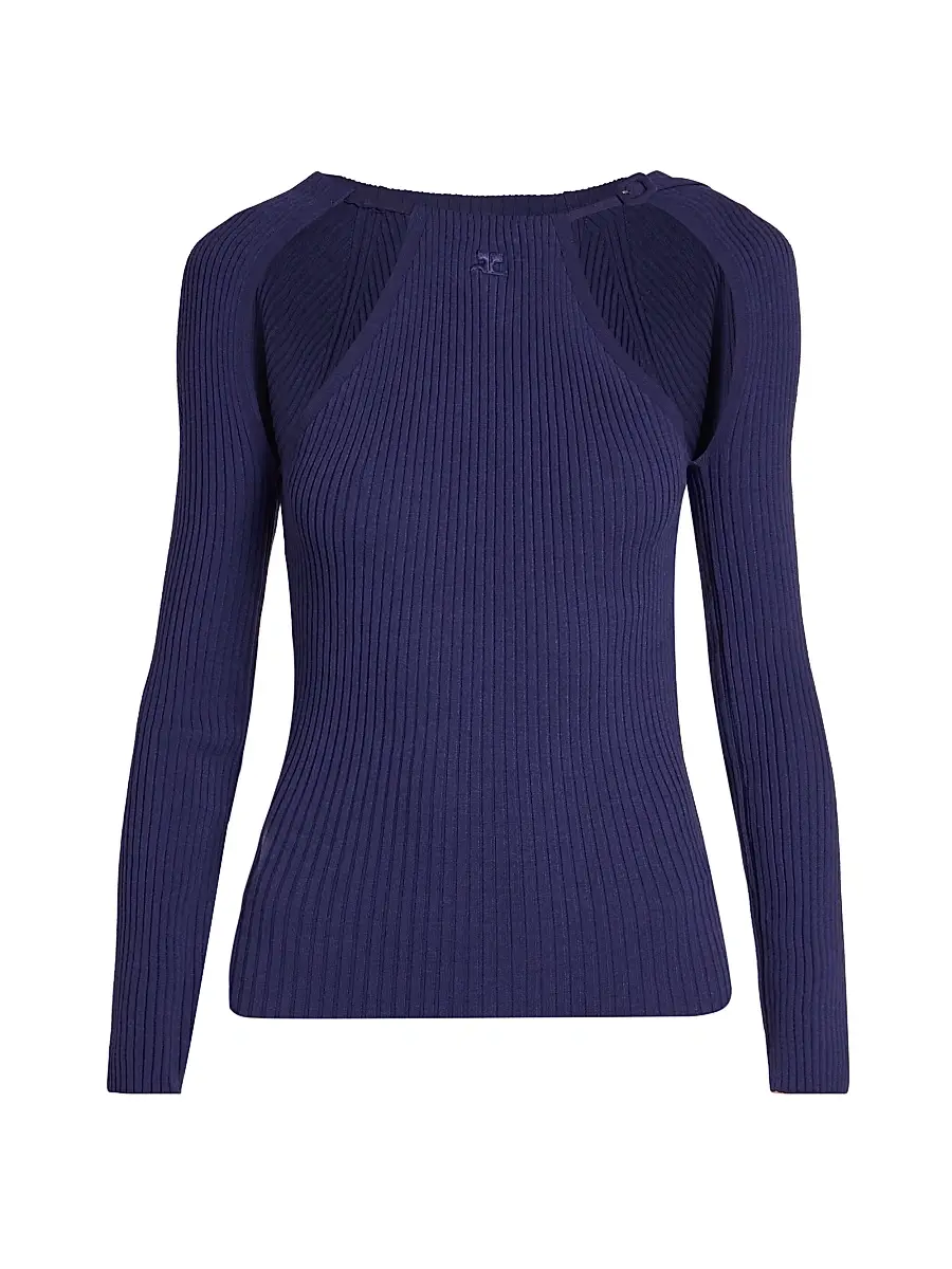 Courrèges Women's Rib-Knit Cut-Out Sweater | Image 1 Courrèges Women's Rib-Knit Cut-Out Sweater | Image 1