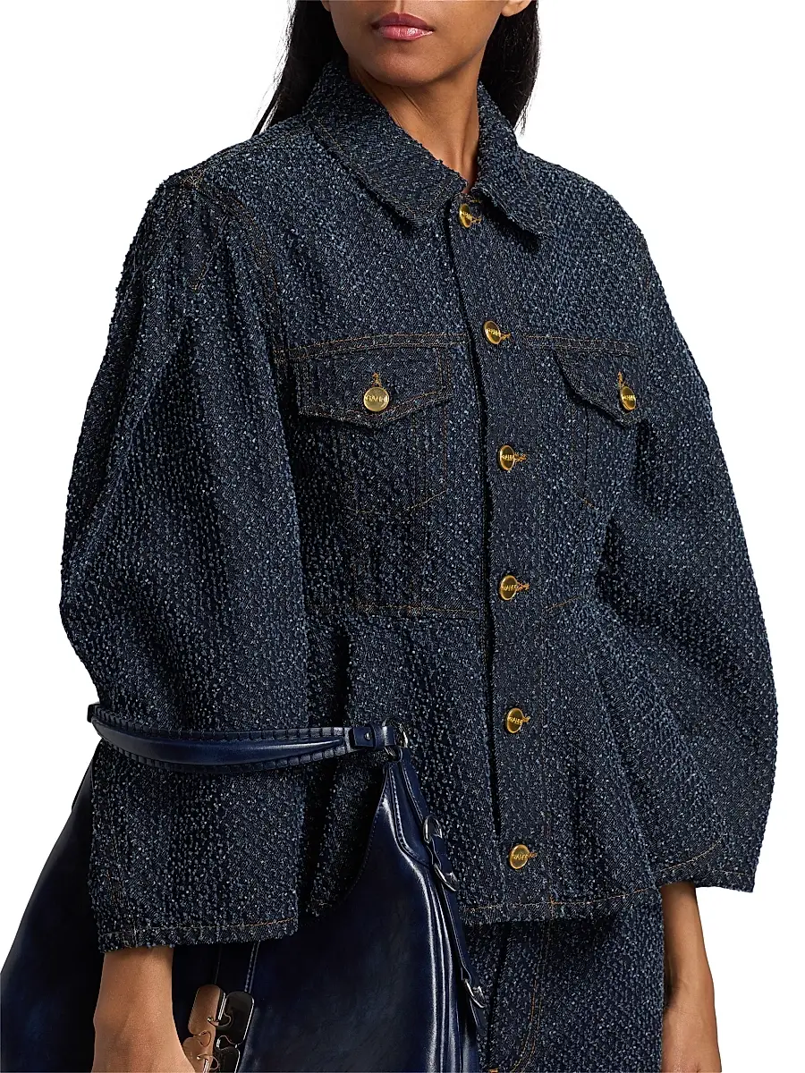 Ganni Women's Tweed Denim Peplum Jacket | Thumbnail 6 Ganni Women's Tweed Denim Peplum Jacket | Thumbnail 6