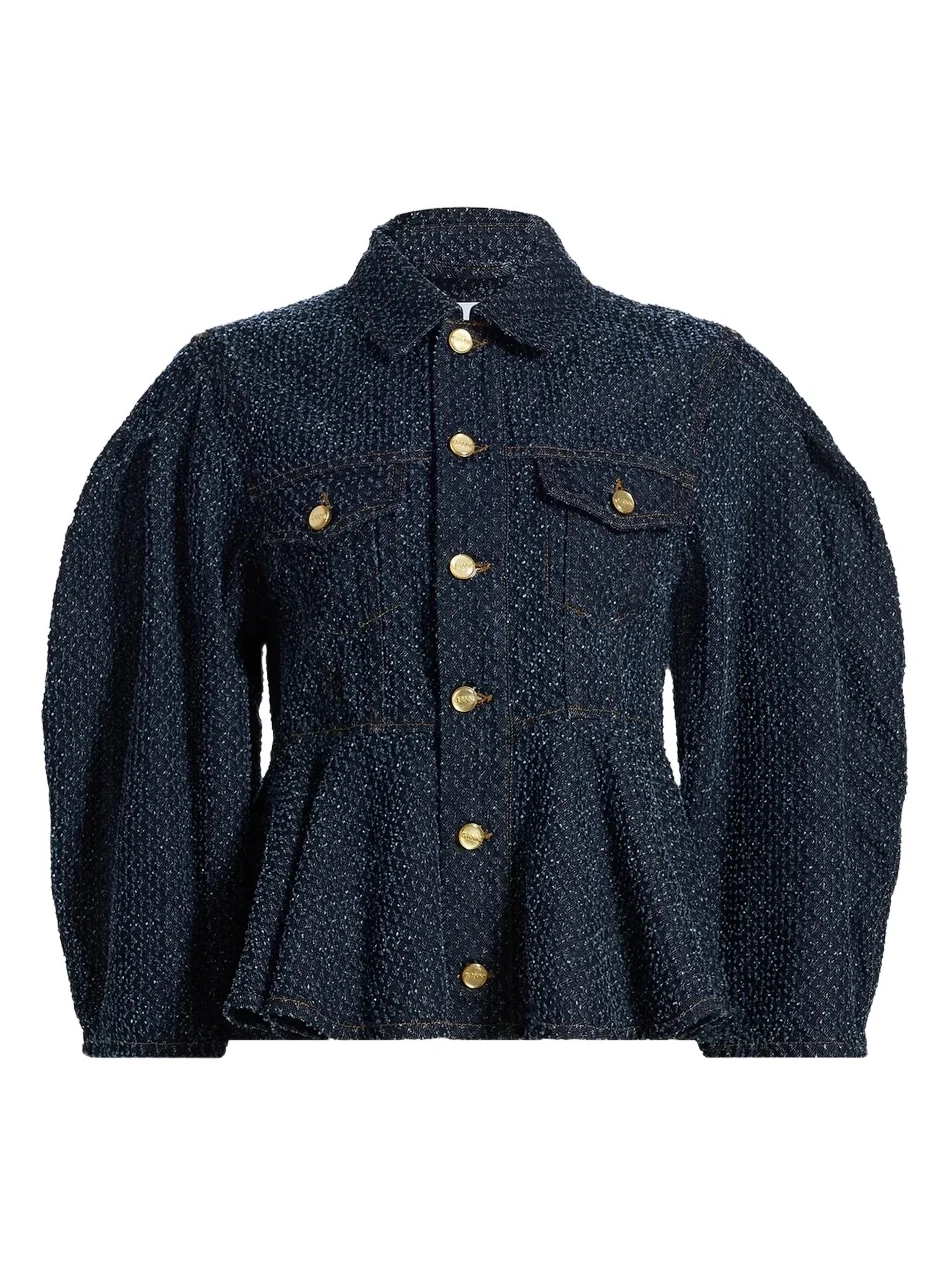 Women's Tweed Denim Peplum Jacket Women's Tweed Denim Peplum Jacket