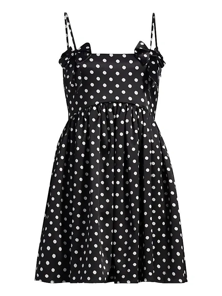 Women's Printed Double Satin Fit & Flare Minidress - Black Women's Printed Double Satin Fit & Flare Minidress - Black