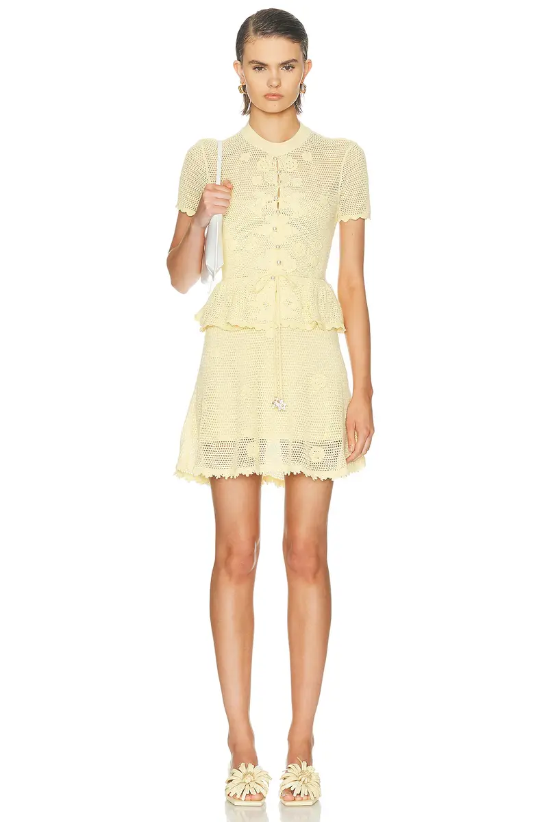 Self-Portrait Floral Crochet Mini Dress