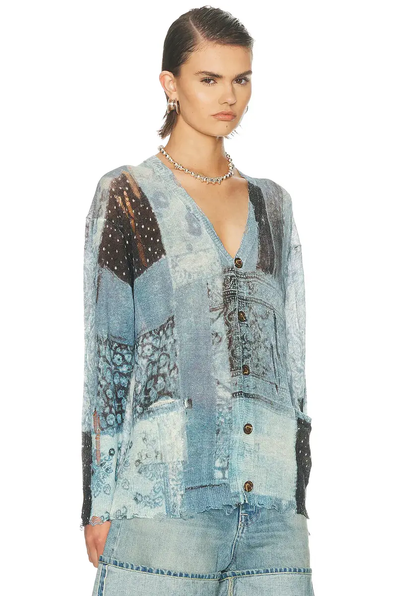 R13 Printed Boyfriend Cardigan | Thumbnail 2 R13 Printed Boyfriend Cardigan | Thumbnail 2
