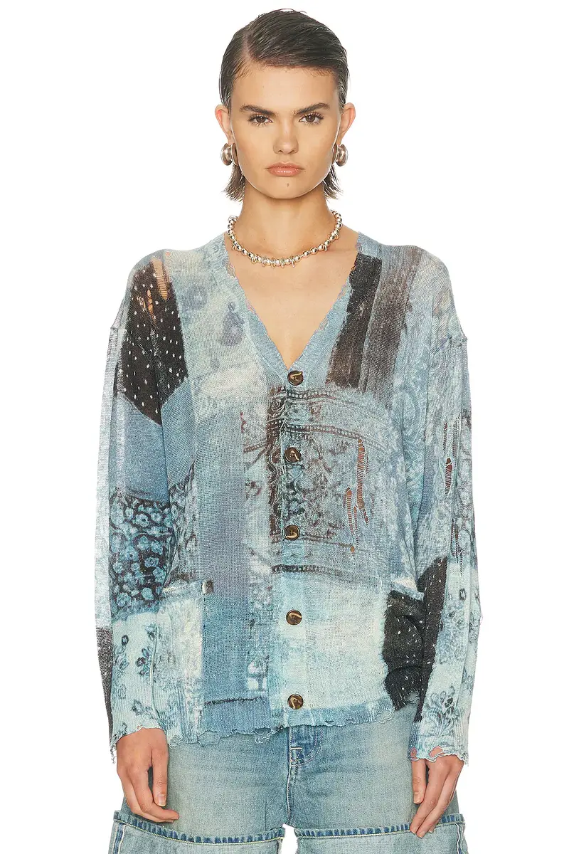 R13 Printed Boyfriend Cardigan | Image 1 R13 Printed Boyfriend Cardigan | Image 1