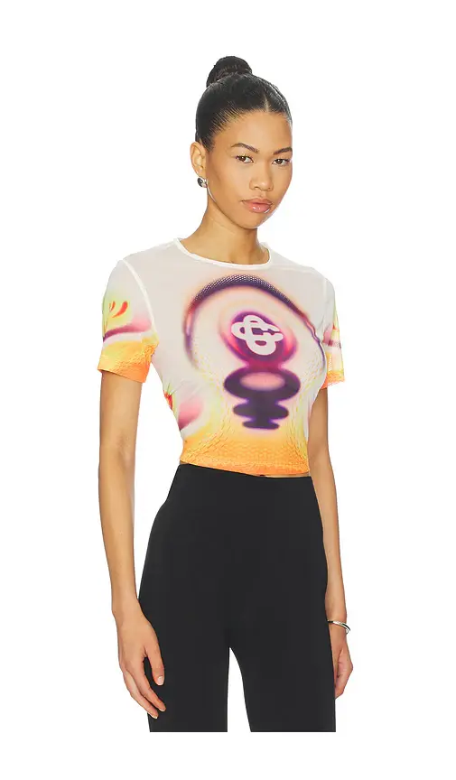 Casablanca Printed Mesh Baby Tee | Thumbnail 2