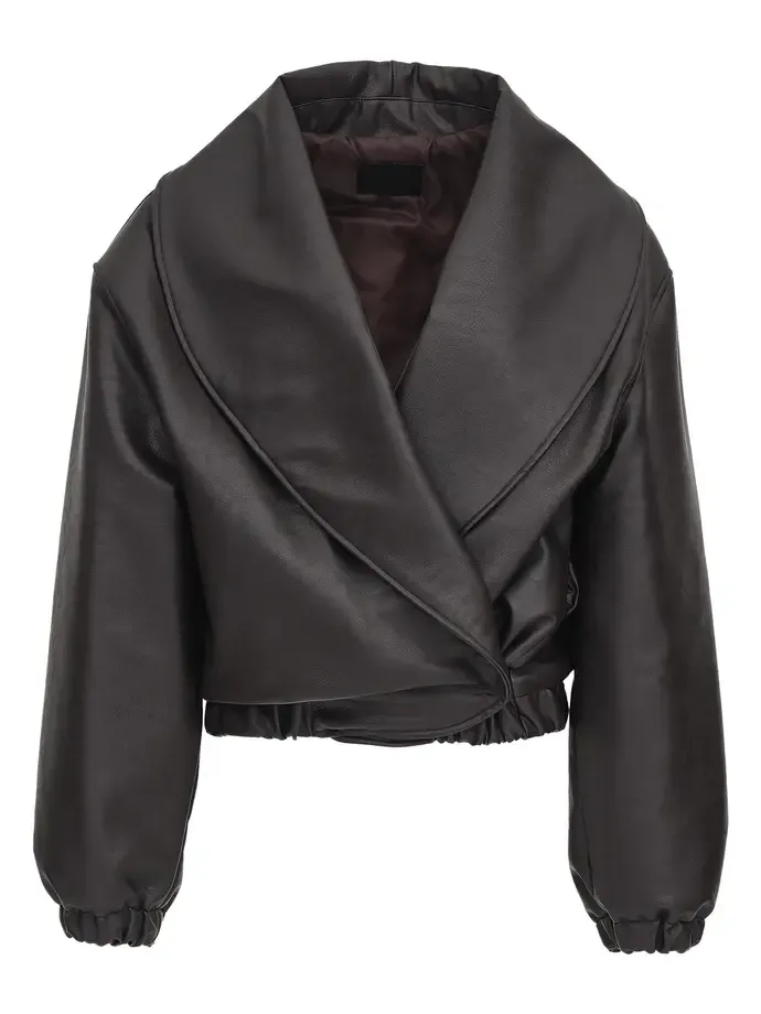 Eleni Faux Leather Bomber Jacket