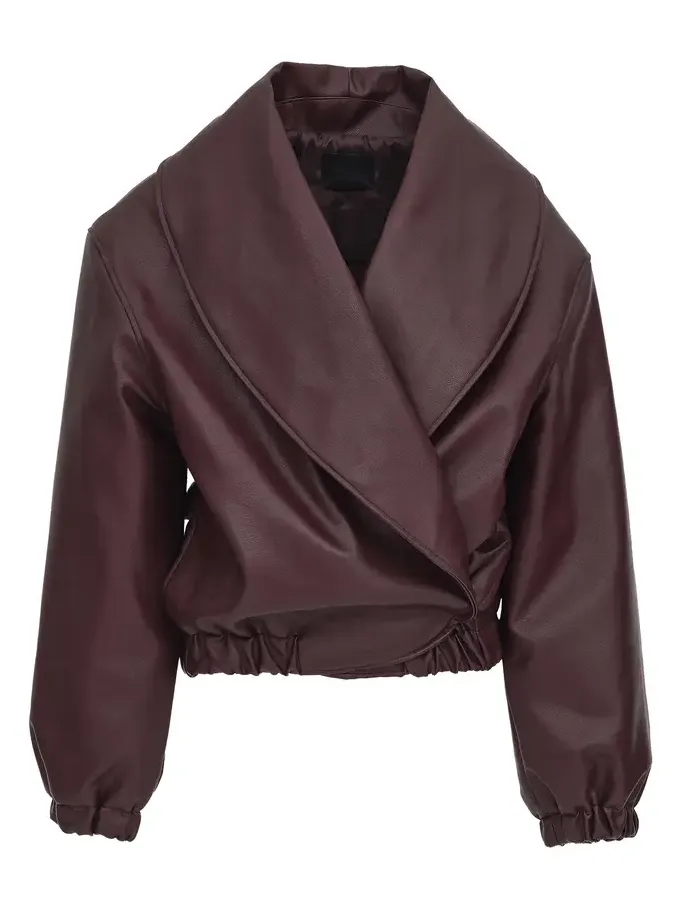 Eleni Faux Leather Bomber Jacket