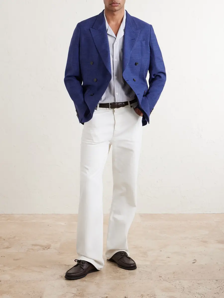 Paul Smith Wool, Linen and Silk-Blend Double-Breasted Blazer - Men | Thumbnail 2 Paul Smith Wool, Linen and Silk-Blend Double-Breasted Blazer - Men | Thumbnail 2