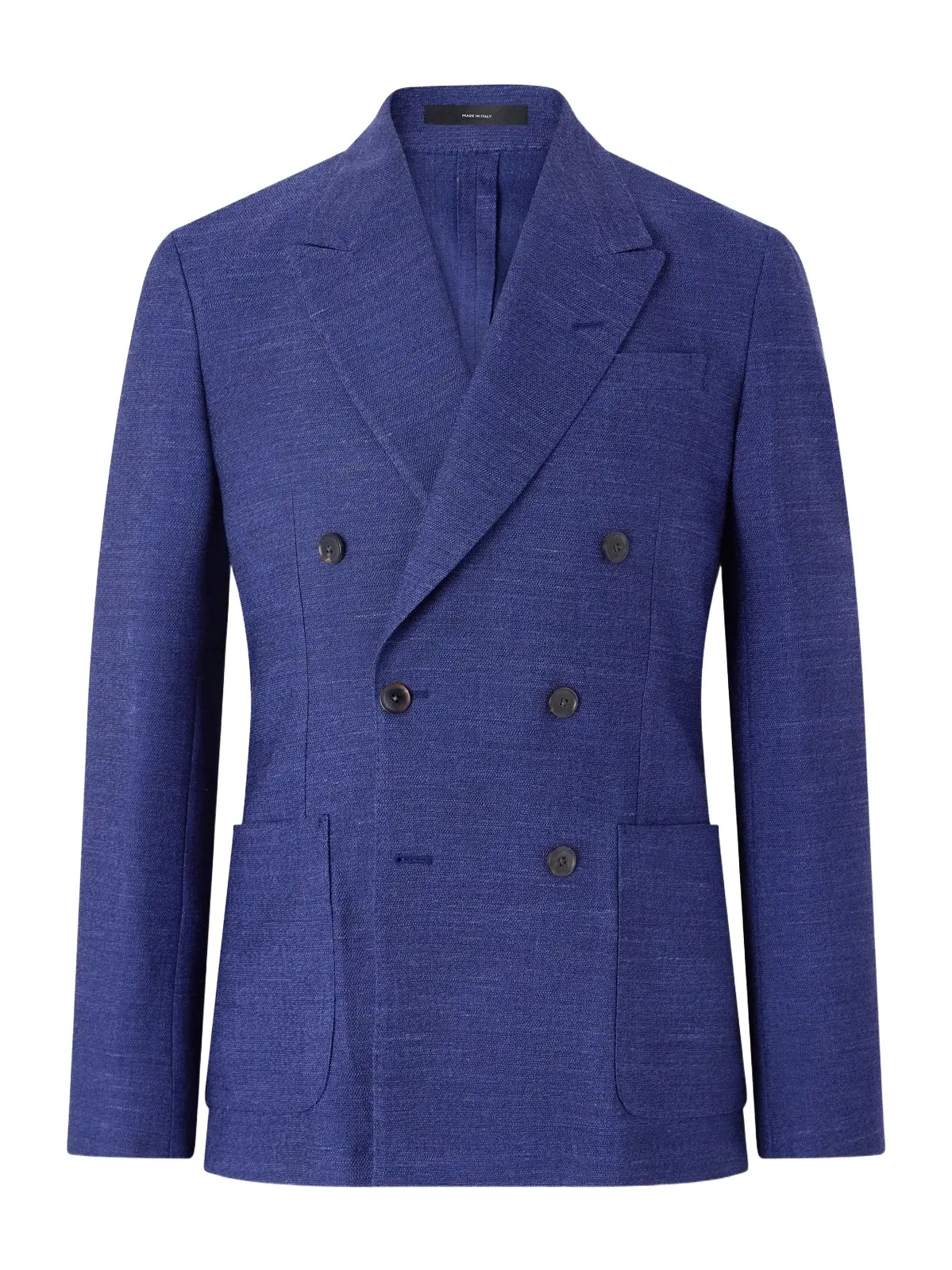 Wool, Linen and Silk-Blend Double-Breasted Blazer - Men