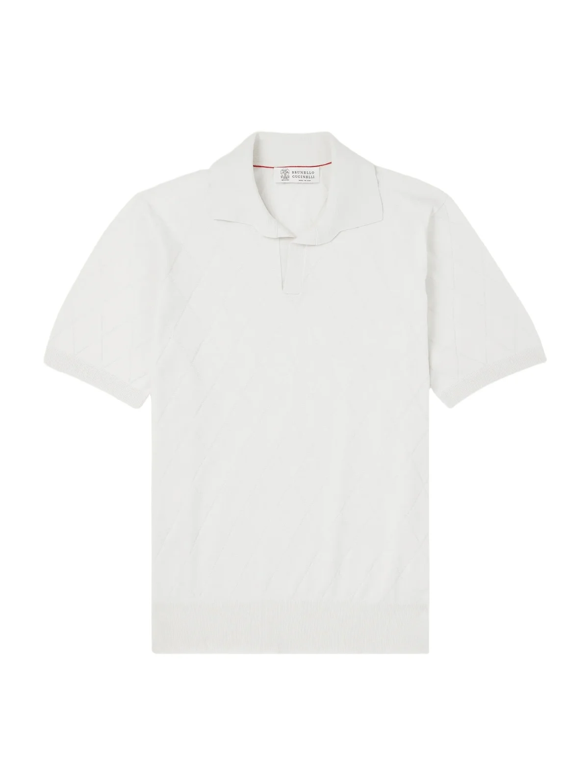 Open-Collar Knitted Cotton Polo Shirt - Men
