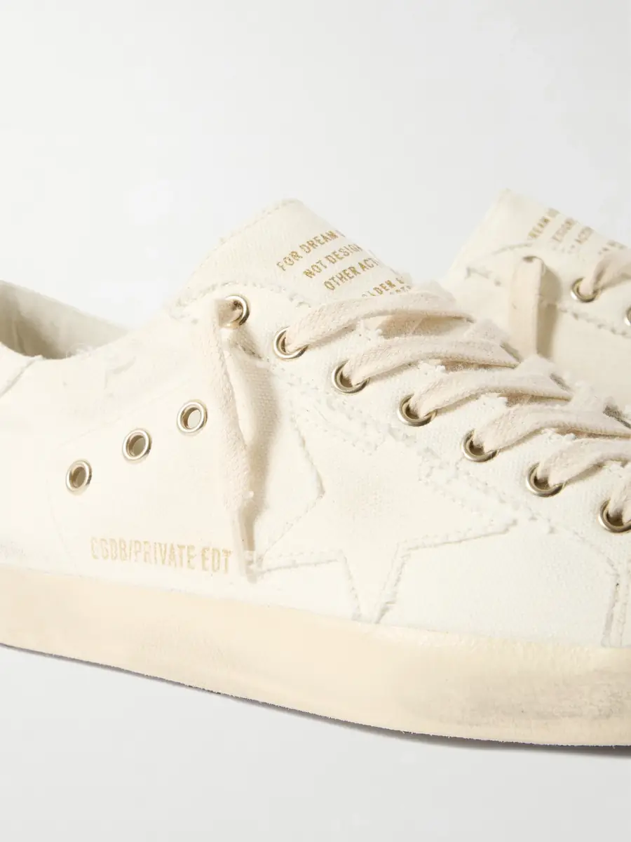 Golden Goose Super-Star Distressed Canvas Sneakers - Men | Thumbnail 4
