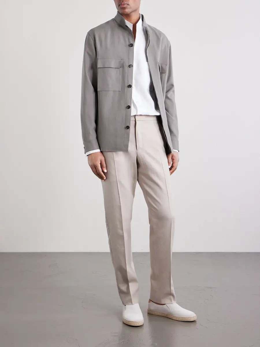 Zegna Straight-Leg Linen Trousers - Men | Thumbnail 2