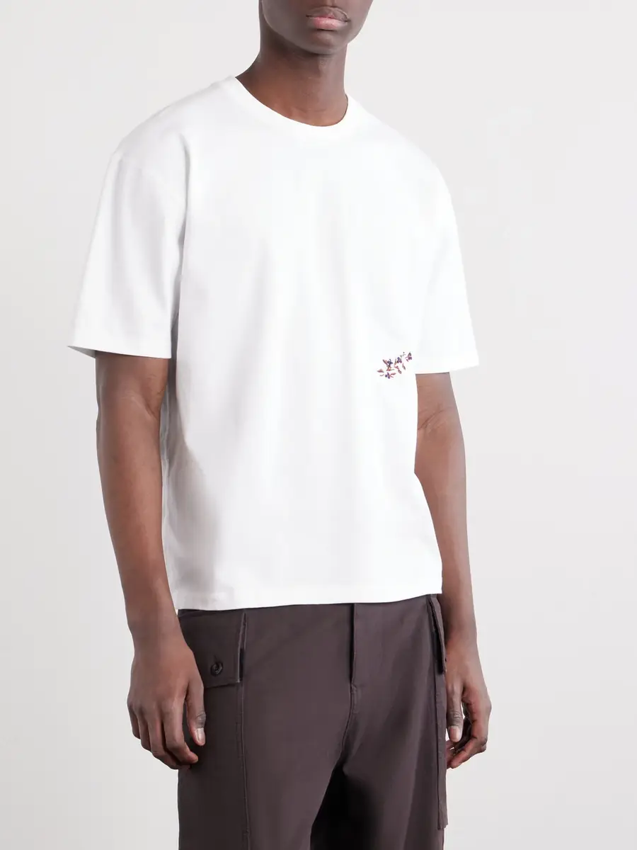 Drake's Blackthorn Embroidered Cotton-Jersey T-Shirt - Men | Thumbnail 3 Drake's Blackthorn Embroidered Cotton-Jersey T-Shirt - Men | Thumbnail 3