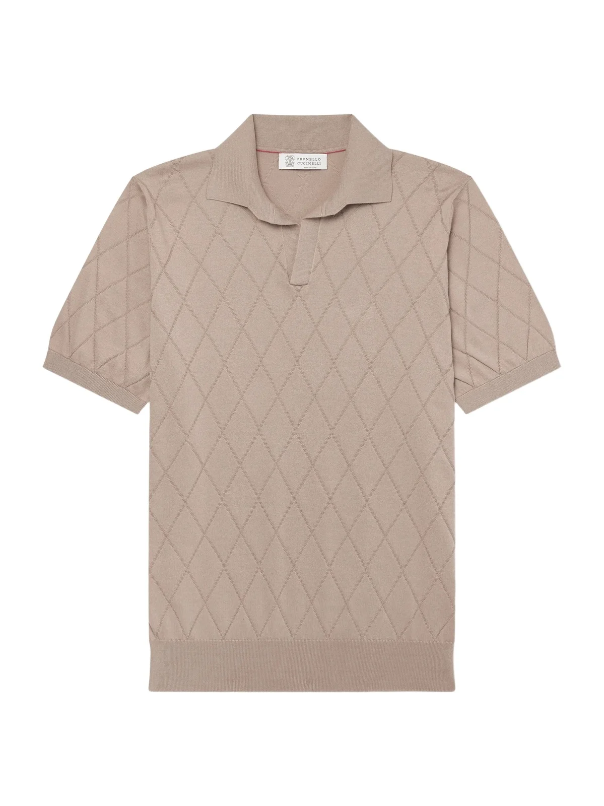 Open-Collar Knitted Cotton Polo Shirt - Men
