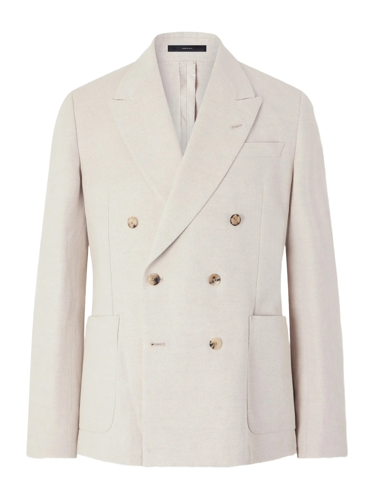 Double-Breasted Linen and Cotton-Blend Blazer - Men