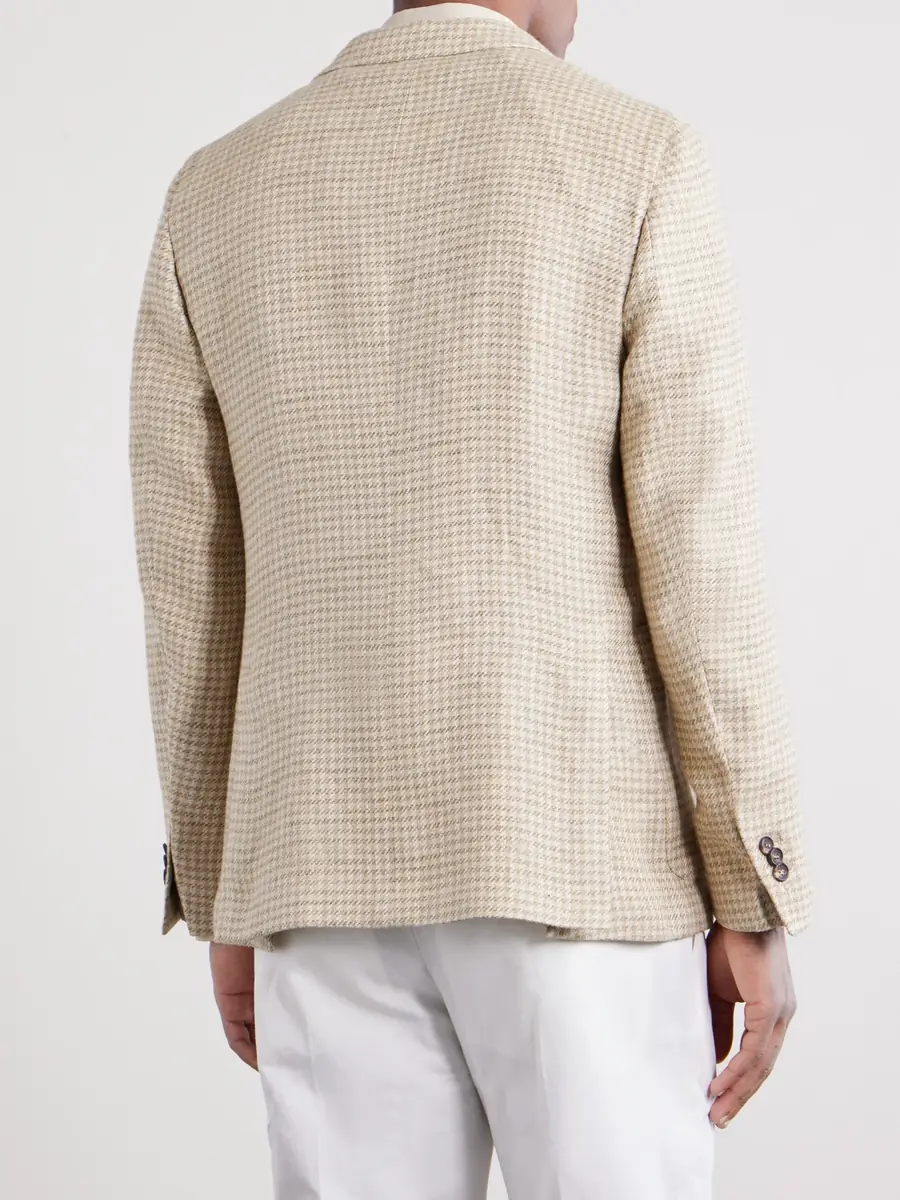 Slowear Houndstooth Linen and Silk-Blend Blazer - Men | Thumbnail 4 Slowear Houndstooth Linen and Silk-Blend Blazer - Men | Thumbnail 4