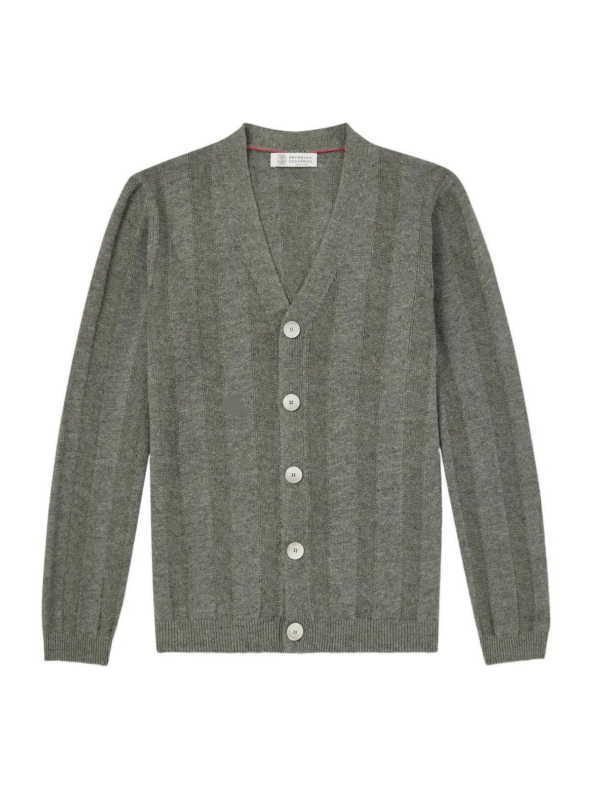 Striped Knitted Linen and Cotton-Blend Cardigan - Men Striped Knitted Linen and Cotton-Blend Cardigan - Men