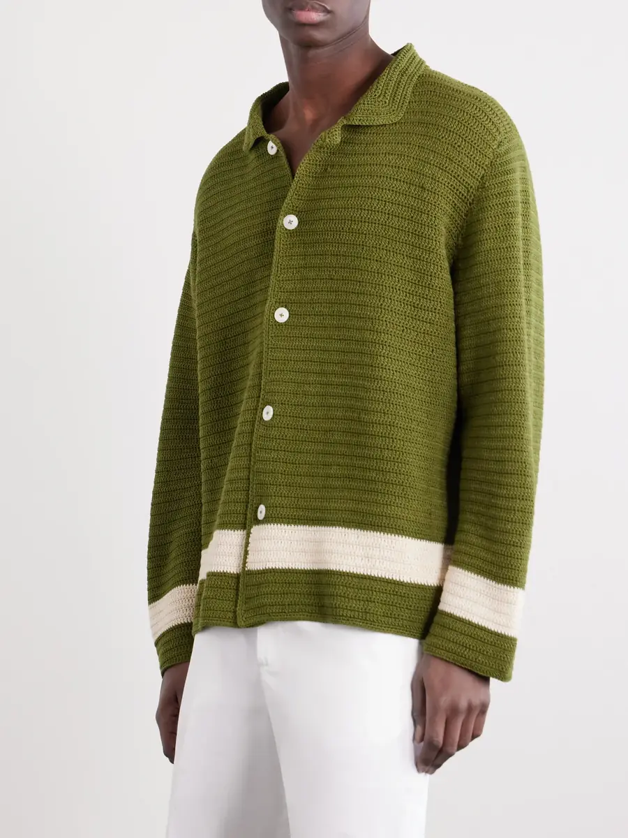 BODE Marsh Striped Crocheted Cotton Shirt - Men | Thumbnail 3 BODE Marsh Striped Crocheted Cotton Shirt - Men | Thumbnail 3