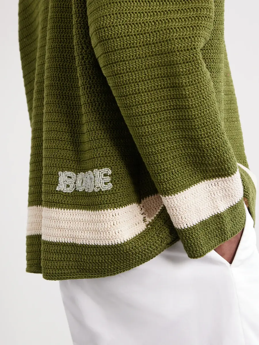 BODE Marsh Striped Crocheted Cotton Shirt - Men | Thumbnail 6 BODE Marsh Striped Crocheted Cotton Shirt - Men | Thumbnail 6